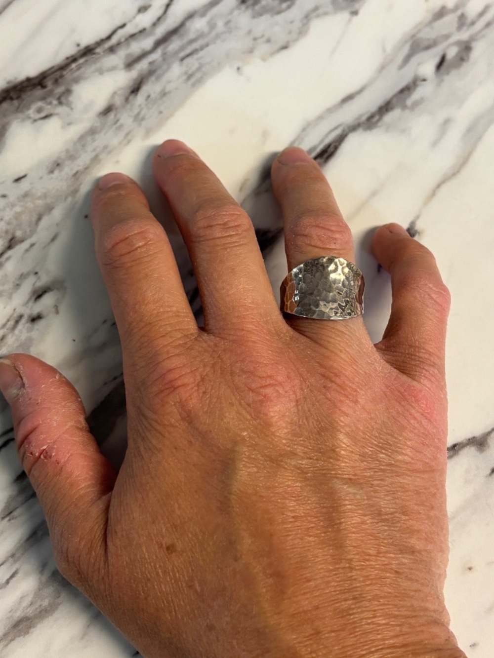 Hammered Sterling Silver Ring Size 8
